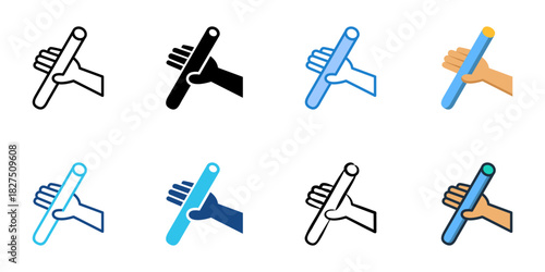 Relay Baton icon set multiple style vector collection 
