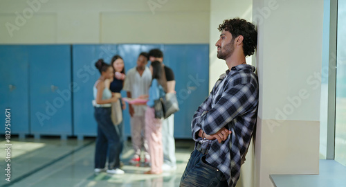 Indian sad young adult gen z man guy feel low look upset fail in study exam at campus place alone lost male boy suffer fear social bully bad hostel life