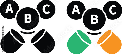 Visual representation of chemical reactions with molecules a b and c vector