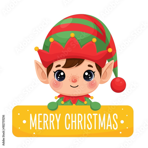 Cute Christmas Elf cartoon Illustration