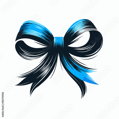 Blue and black ribbon bow