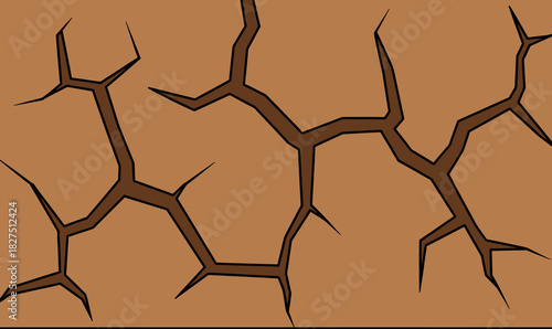 Cracked dry ground illustration with brown and dark brown colors.