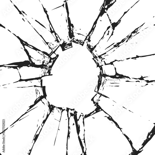 Broken glass cracks, vector illustration set. various shattered glass effects, broken lines, and impact cracks. Eps 10