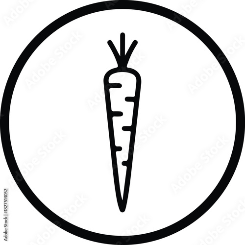 Illustrator Carrot icon inside circle food ingredient outline Silhouette vector
