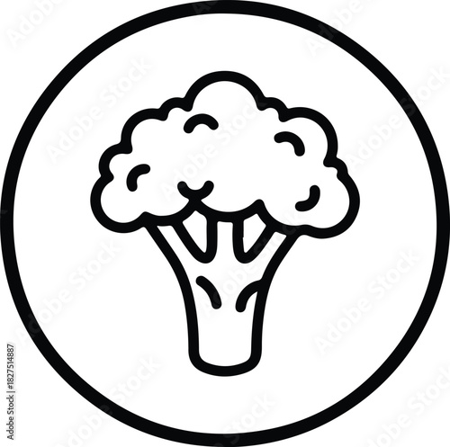 Illustrator Simple broccoli vegetable icon inside a circle Silhouette vector