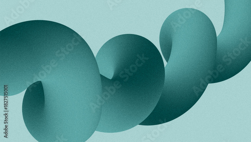 Abstract 3D Twisted Shape Line Grainy Noise Teal color Texture Background