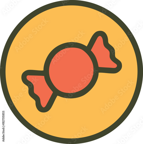 Round sweet candy badge icon for holiday treats