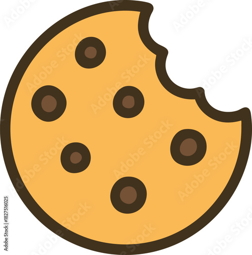 Chocolate chip cookie illustration for sweet dessert graphics