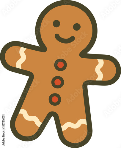 Classic gingerbread man cookie illustration for holidays