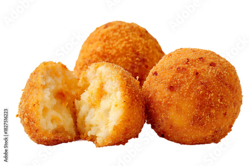 Fried arancini with cheese filling isolated on transparent background