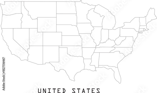 United States of America map with borders of the states vector illustration on white background