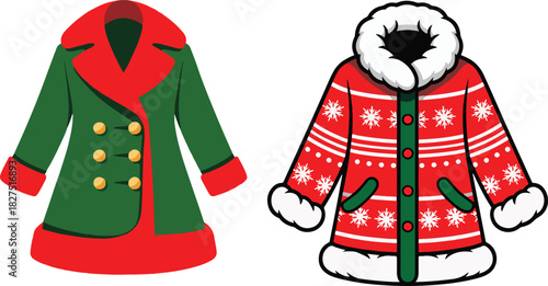 vector illustration of christmas winter clothes