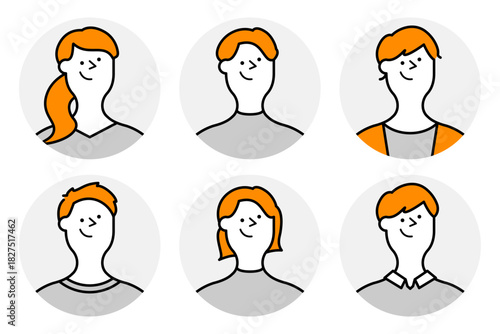 男女の人物アイコンセット ベクターイラスト シンプル おしゃれ お客様の声 ユーザーの声 ビジネス