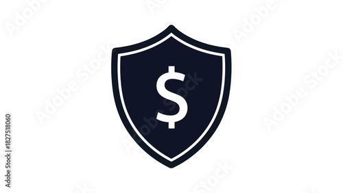 Dark shield with white dollar sign silhouette