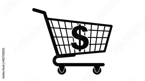 Shopping cart with dollar sign silhouette