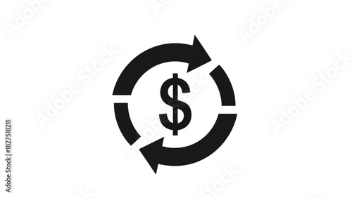 Dollar sign in a circular arrow refresh icon silhouette