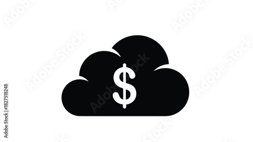 Cloud with dollar sign silhouette for financial concepts