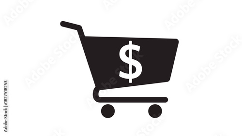 Shopping cart with dollar sign silhouette