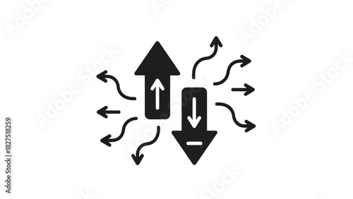 Up and down arrows with outward flowing arrows silhouette