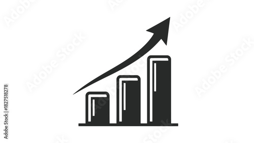 Bar graph with upward trending arrow silhouette