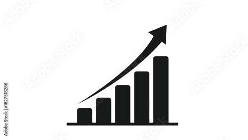 Bar chart with upward trending arrow silhouette