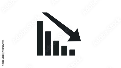 Falling bar graph with downward arrow silhouette