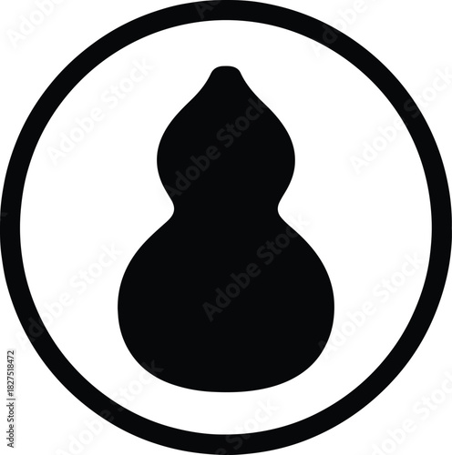 Illustrator Calabash Gourd in a Circle Frame Simple Silhouette vector