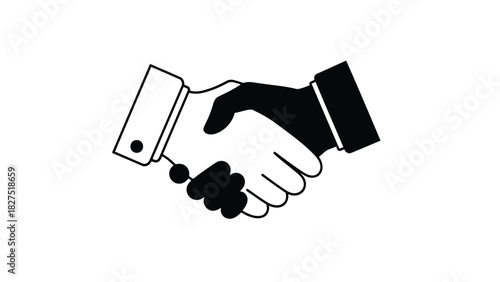 Two hands shaking in agreement silhouette