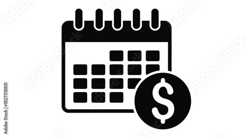 Calendar with dollar coin silhouette