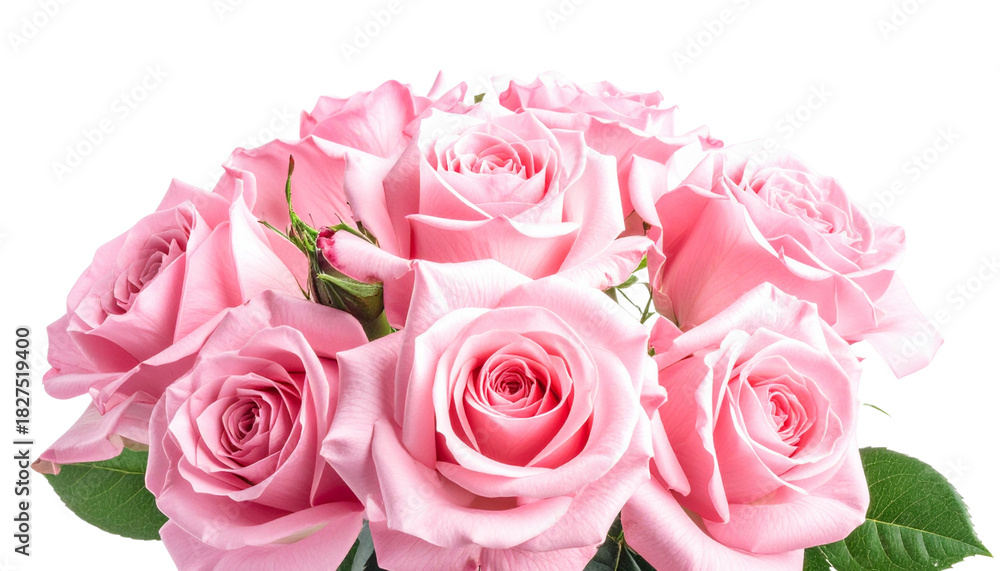 Naklejka premium Red rose bouquet frame with pink floral border on white background