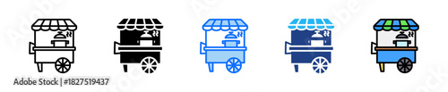 Local Food Stand Icon Set Multiple Style Collection