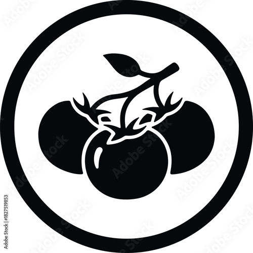 Illustrator Round frame with tomatoes branch Silhouette vector