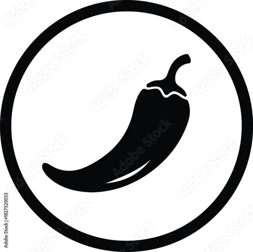 Illustrator Single chili pepper icon inside circle design Silhouette vector