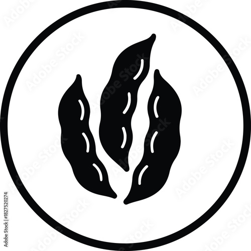 Illustrator Three edamame soybeans on a white background Silhouette vector
