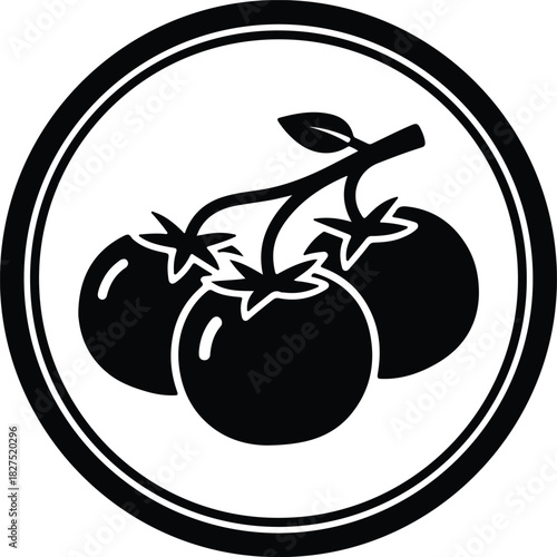 Illustrator tomatoes bunch silhouette logo design vector
