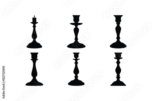 Engine Piston Solid Silhouette Vector Set