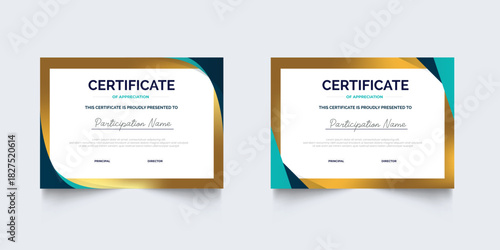 Flat design modern certificate template for corporate or awards. For creative award, business, and education needs