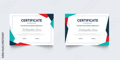 Flat design modern certificate template for corporate or awards. For creative award, business, and education needs