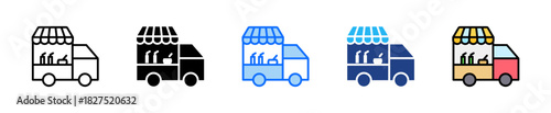Market Truck Icon Set Multiple Style Collection