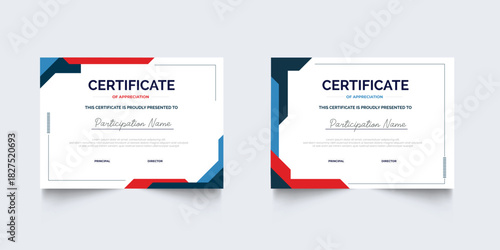 Flat design modern certificate template for corporate or awards. For creative award, business, and education needs