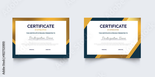 Flat design modern certificate template for corporate or awards. For creative award, business, and education needs