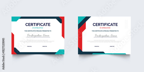 Flat design modern certificate template for corporate or awards. For creative award, business, and education needs
