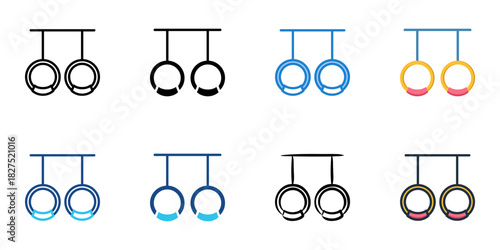 Gymnastics Rings icon set multiple style vector collection
