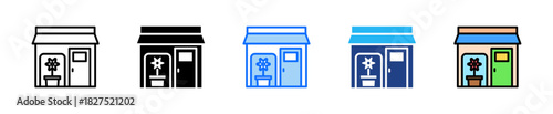 Local Flower Shop Icon Set Multiple Style Collection