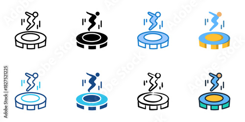 Trampoline icon set multiple style vector collection
