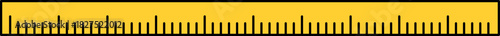 Simple Yellow Ruler Illustration with Black Border and Measurement Marks