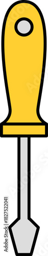 Simple Flat Design Yellow Hand Tool Screwdriver for Home Repair Work Icon