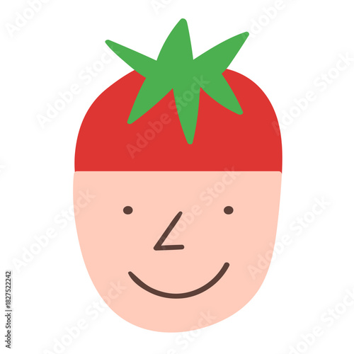 Healthy Eating Concept. Flat design head with tomato for food blogs and restaurant marketing materials.