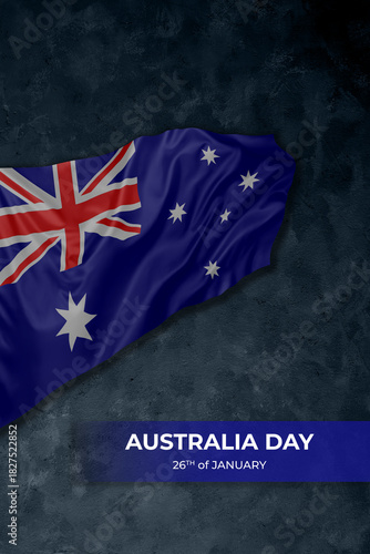 Australia independence day greetings card with flag and text