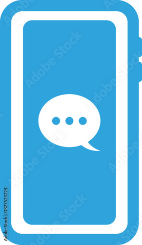 チャットマークがついた携帯電話のフラットアイコン

